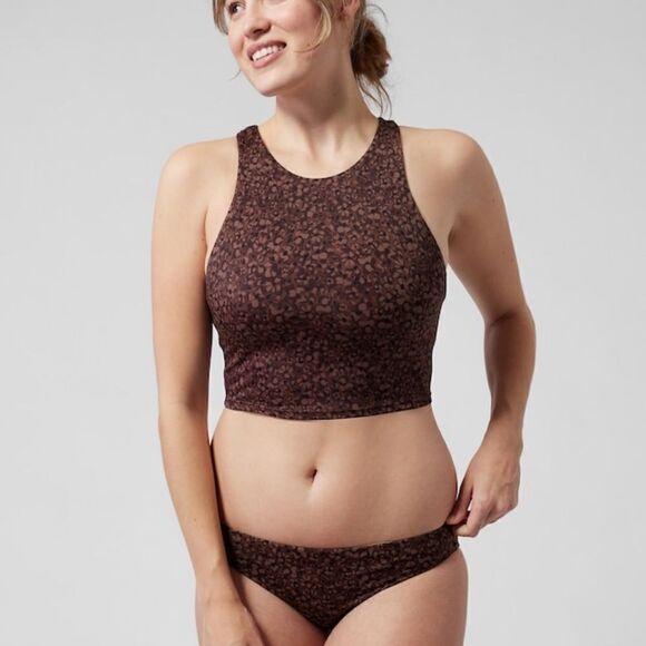 NWT Athleta Conscious Crop Bikini Camo Flora Decadent Chocolate D-DD - Picture 1 of 7